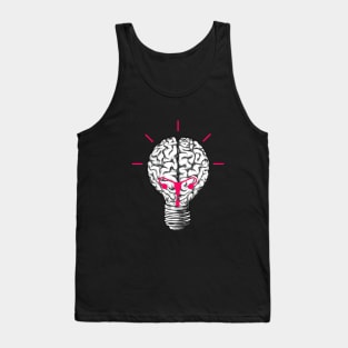 Light bulb brain, female crative idea, female power, pink Tank Top